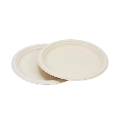 China Compostable Round Sugarcane Bagasse Disposable Plate 9inch for sale