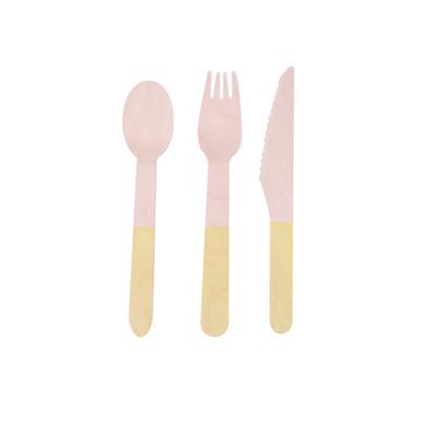 China 160mm Disposable Compostable Yellow Party Dip Dyed Wooden Utensils For Celebration for sale