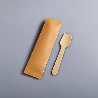 China Cuchara de madera disponible degradable individualmente cuchillo tenedor cuchara de helado en venta