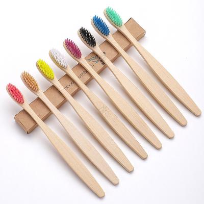 China Biodegradable Natural Bamboo Toothbrush Bamboo Charcoal Soft Toothbrush for sale