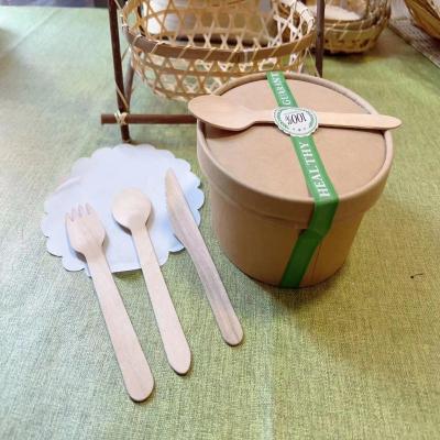 China Diameter Of 14 Cm Disposable Takeaway Box Kraft Paper Food Container Set With Cutlery Used In Hotel Restaurants for sale