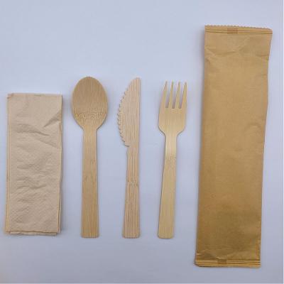 China Disposable Bamboo Knife And Fork Spoon Set Degradable Induividual Cutlery Set for sale