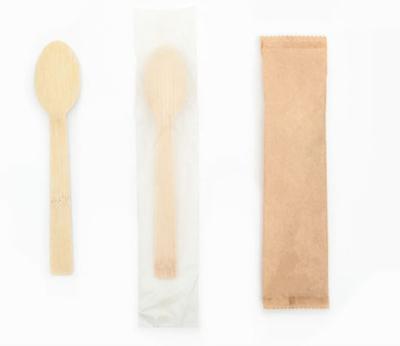 China colher descartável biodegradável da colher de bambu Compostable de 17cm com saco de papel de Kraft à venda