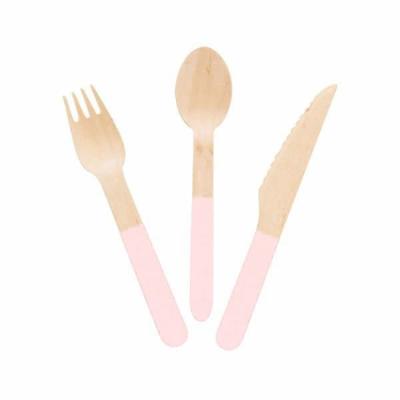 China 160mm Disposable Dyeing Wooden Cutlery Pink Utensils For Party for sale