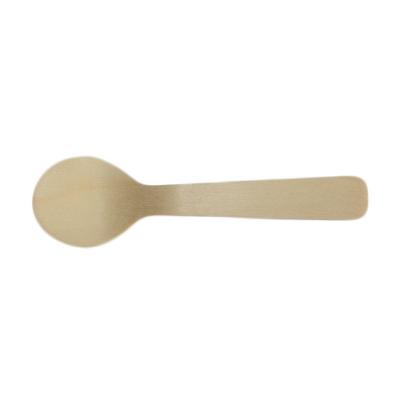 China Mini Round Head Disposable Wooden Ice Cream Spoon Taster 10cm | 3.9inch for sale