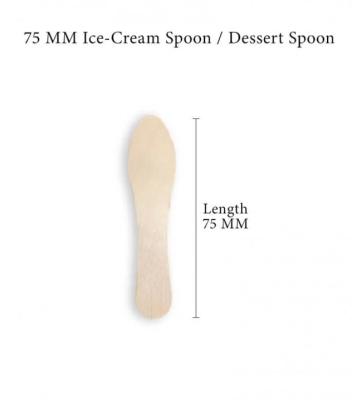 China Eco Smooth Dessert Wooden Ice Cream Spoons Taster 75mm-50pcs Paper Bundle for sale