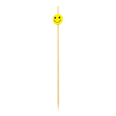 China Fancy Smiley Face Disposable Decorative Bamboo Picks Toothpicks For Appetizer 12cm for sale