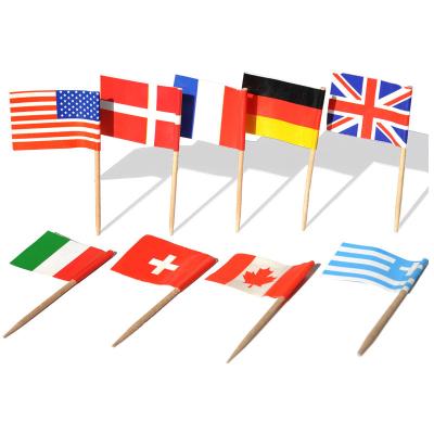 China 6.5cm Decorative Cocktail Stick Flags Wooden Cake Burger Toothpick Flags for sale