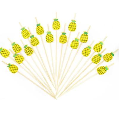 China 12cm Disposable Cocktail Decorative Bamboo Food Picks Stick Pineapple Bead for sale