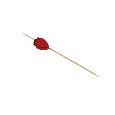 China Strawberry Shaped Beaded Bamboo Food Picks Cocktail Skewers 100pcs/Pack for sale