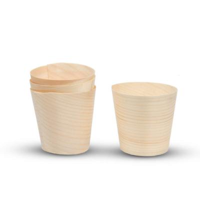 China FDA Disposable Dessert Cups Pine Wooden Food Serving Cups JFB-WC-010 for sale