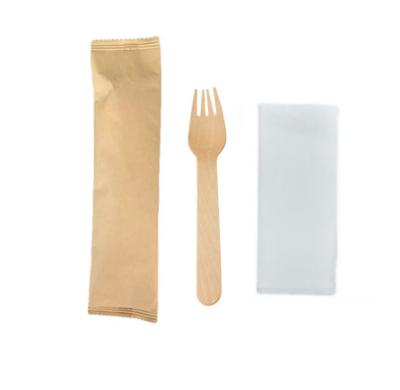 China Wooden Biodegradable Eco Friendly Disposable Forks With Napkin 160mm for sale