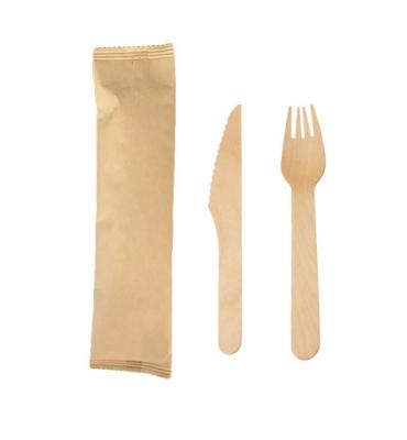 China 2 In 1 Birch Disposable Wooden Spoons Forks Knife Cutlery Kit 6.3inch for sale