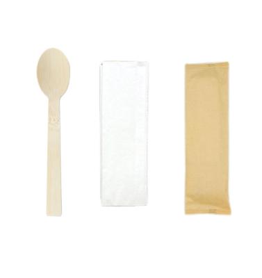 China 7'' Disposable Wrapped Cutlery Kit Biodegradable Spoon And Napkin Party Supplies for sale