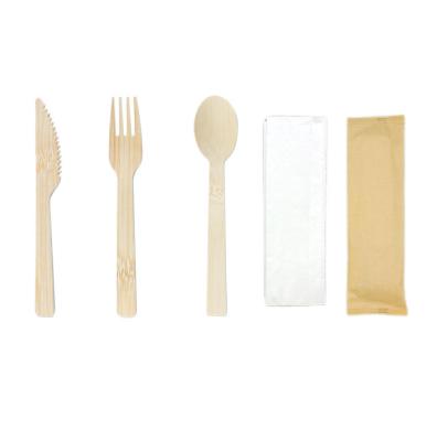 China Biodegradable Bamboo Compostable Cutlery Set Bulk 3 In 1 for sale