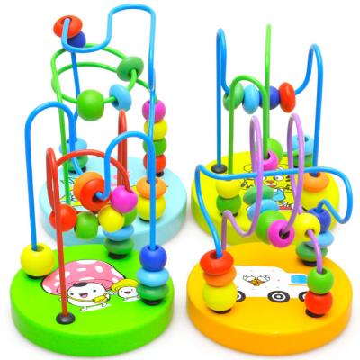 China Big Bricks 9.3cm Wooden Around Beads Toy Colored ISO9001 for sale