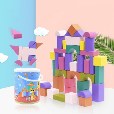 China Toddlers DIY Kids Big Particles Wooden Building Blocks Colorful for sale