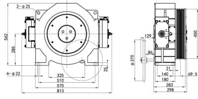 China Dia.450mm Elevator Traction Motor Elevator System Part Lifting Load 630 - 825Kg for sale
