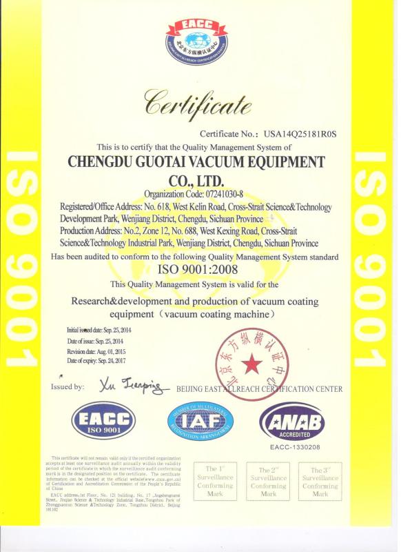 ISO9001:2008 - Guotaivac Co., Ltd