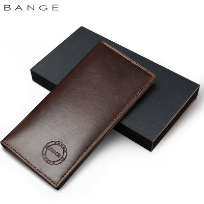 中国 Custom card men's thin leather wallet long wallets factory wholesale cheap simple boys waterproof minimalist men's men's slim leather wallet 販売のため
