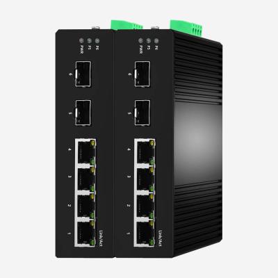 China 10 100 puertos Ethernet elegantes fáciles del interruptor 4 del gigabit industrial de 1000Mbps 2SFP en venta