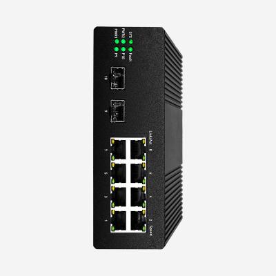 China 8 10/100/1000M RJ45 Ports Industrial Fiber Switch With 2 Gigabit SFP Slots for sale