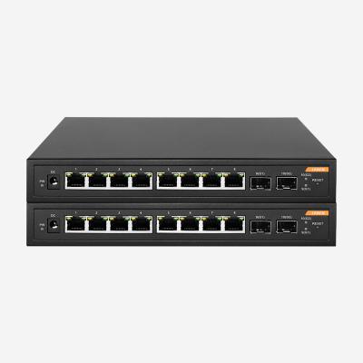 China Desktop 10 Port Industrial Ethernet Switch 100W PoE Power With RJ45 And SFP Ports for sale