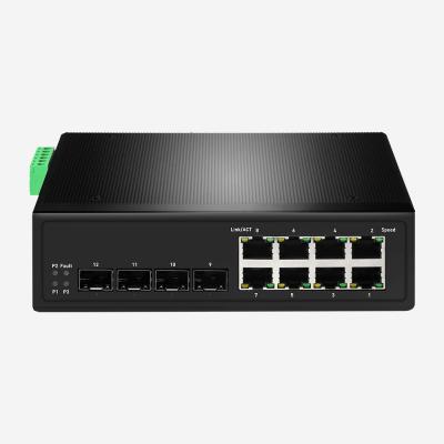China Industrial Layer 2+ Managed Gigabit Switch With 8 RJ45 PoE+ Ports And 4 SFP Web/SNMP/CLI for sale