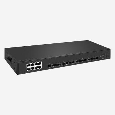 China Full Gigabit 8 RJ45 And 16 SFP Dumb Network Switch Rack Mounted With No Poe Support for sale