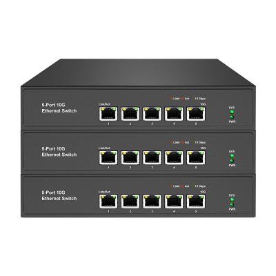 China Compact 5 10G RJ45 Unmanaged Ethernet Switch Dimensions 218mm X 165mm X 44mm for sale