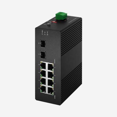 China Gigabit 8 PoE RJ45 Ports And 2 SFP Smart Industrial Managed Switch With DC Power Supply for sale
