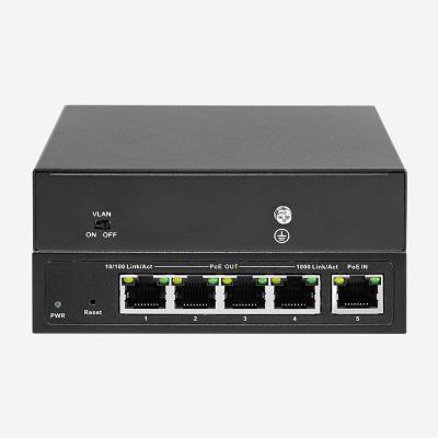 Китай 5 RJ45 Ports Unmanaged PoE Switch With Port Trunking With 4 802.3at/Af Standard POE Ports продается