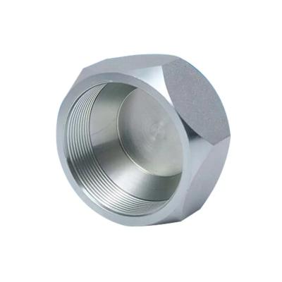 China Hexagon C45  5/8  JIC thread 37 degree  blocking pipe end cap nut for sale