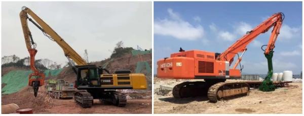 Quality Custom Hydraulic Excavator Pile Driving Arm , Long Reach Foundation Drilling for sale