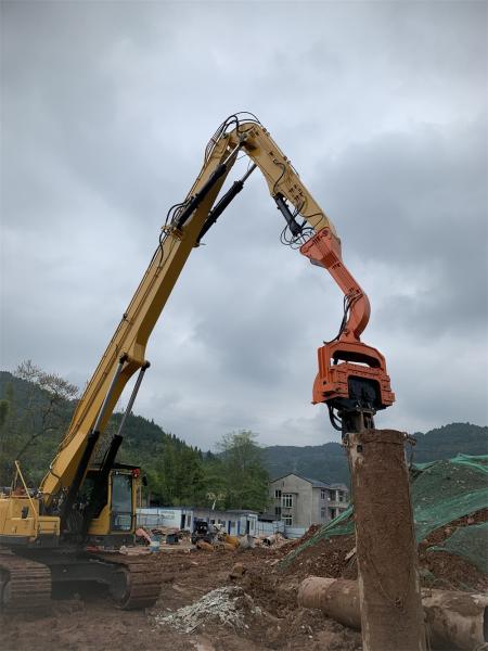 Quality Excavator Mounted Sheet Pile Driver Long Reach Arm , Excavator Pile Boom Arm for sale