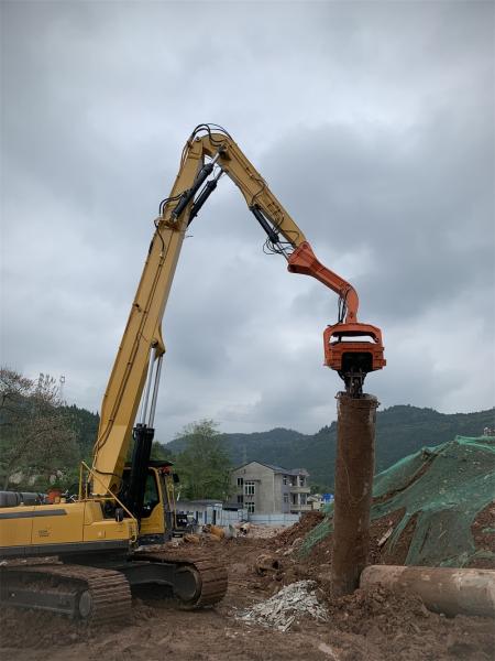 Quality Excavator Mounted Sheet Pile Driver Long Reach Arm , Excavator Pile Boom Arm for sale