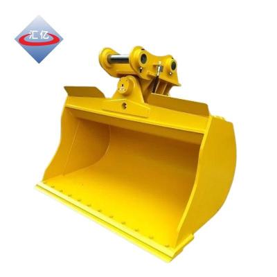 China Yellow 16MN Excavator Cleanup Bucket 2x45 Tilting Mud Bucket for sale