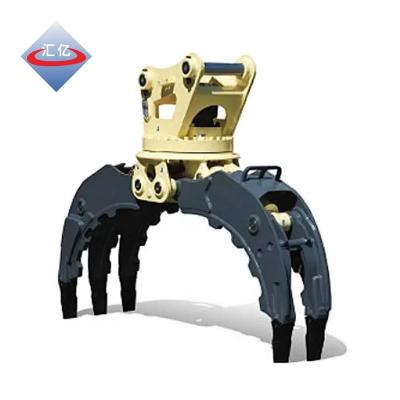 China Hydraulic Excavator Rotating Grapple , Rotatable Wood Grapple For Excavator for sale