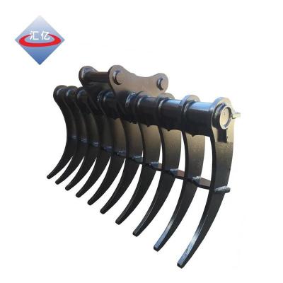 China Q355 Loader Steel Excavator Brush Rake NM 360 Excavator Root Rake for sale