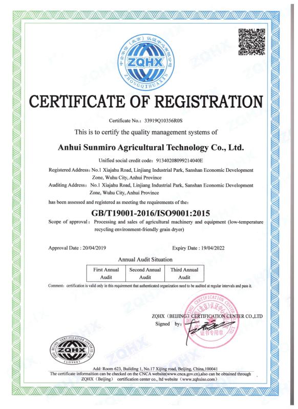 GB/T19001-2016/ISO9001:2015 - ANHUI SUNMERO MACHINERY CO.,LTD