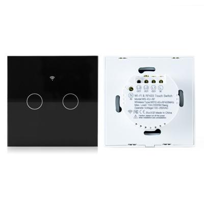 China Amazon Alexa And Google Home Control Smart Wall Light Switch Tempered Glass Touch Screen for sale