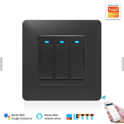 China EU UK Standard Life App Smart Wifi Wall Switch White Black 3 Gang 2 Way Wifi Light Switch for sale
