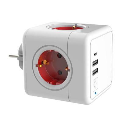 China USB+Type-C European Travel Smart Wifi Socket Plug 240 Volt Cube Power Outlet for sale