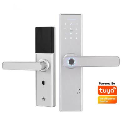 China Touchscreen Fingerprint Wifi Entry Door Lock With Handle Lock Easy To Install For Home Hotel for sale