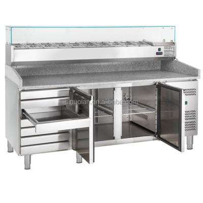 China Salad Bar Counter Design Counter Chiller Pizza Display/Bar Preparation Sandwich Table Kitchen Refrigeration Equipment for sale