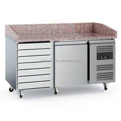 China Stainless Steel Pizza Refrigerated Table Bench Buffet Salade Refrigerator Prep Pizza Counter Chiller for sale