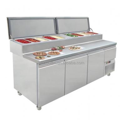 China Professional Stainless Steel Pizza Display Refrigerator / Refrigerated Pizza Salad Counter Pizza Prep Table for sale