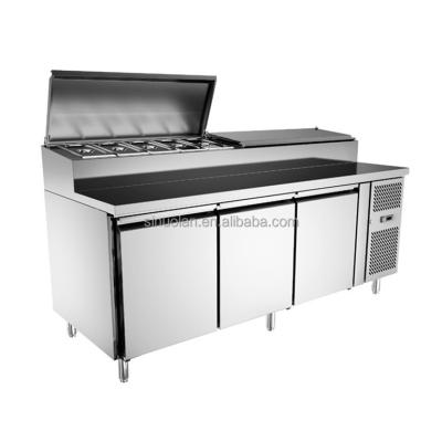 China SS304 Stainless Steel Ventilated Cooling Kitchen Refrigerator Pizza Prepare Counter Fridge With Drawers for sale