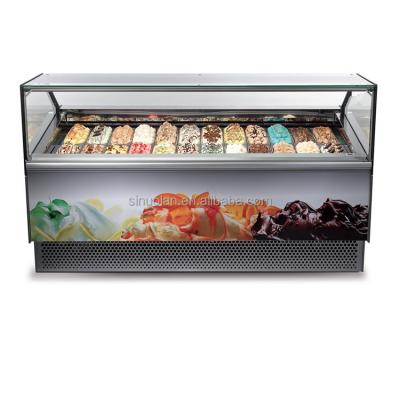 China Popular Vertical Ice Cream Display Case Freezer Showcase Fridge Freezers For Ice Cream Gelato Blast Freezer Factory Price for sale