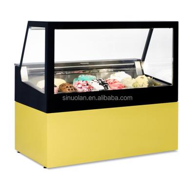 China Stainless Steel Scoop Ice Cream Display Case Hard Showcase Vertical Upright Glassfreezer for sale